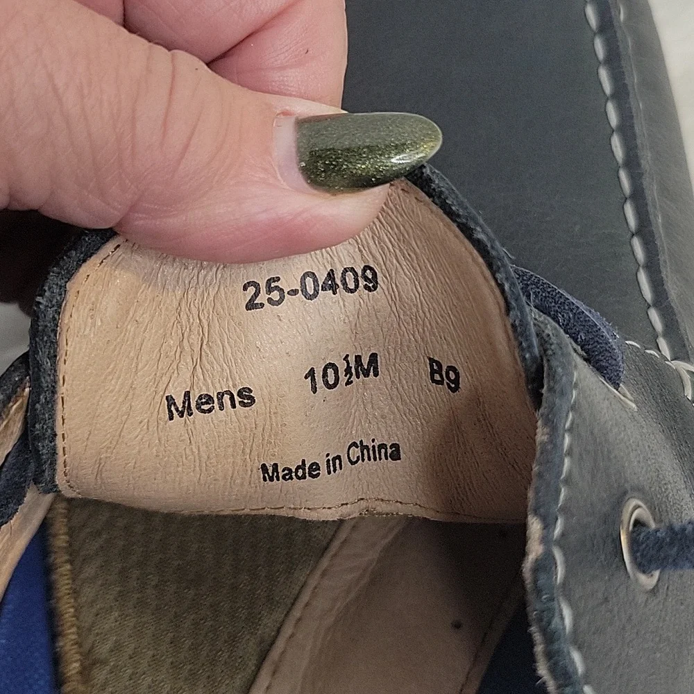 Johnston‎ & Murphy Dark Blue Leather Boat Shoes with Memory Foam Size 10.5 NWOT